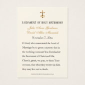 Carte de faveur de mariage catholique de la Vierge (Dos)