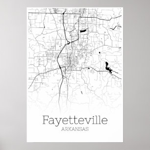 Carte de Fayetteville - Arkansas - Poster de carte
