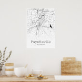 Carte de Fayetteville - Arkansas - Poster de carte (Cuisine)