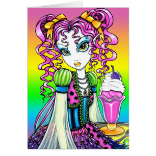 Carte de fée d'arc-en-ciel de crème glacée de