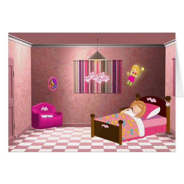 Carte de fée de dent de filles (Devant horizontal)