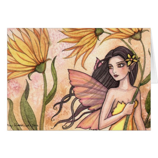 Carte de Fée Fleur Sauvage Jaune (Devant horizontal)