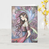 Carte de fée gothique Fée aquarelle (Fleur jaune)