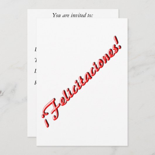 Carte de félicitations (Devant / Derrière)