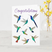 Carte de félicitations aux colibris tropicaux (Fleur jaune)