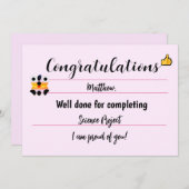 Carte de félicitations avec un beau visage - rose (Devant / Derrière)