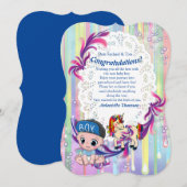 Carte de félicitations Baby Boy Bubbles & Unicorns (Devant / Derrière)