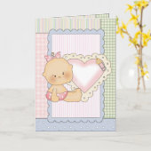 Carte de félicitations : Bébé avec le coeur (Fleur jaune)