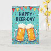 Carte de félicitations bière mousseuse (Fleur jaune)