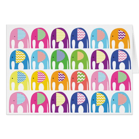 Carte de félicitations C'est une fille - Éléphants (Devant horizontal)