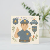 Carte de félicitations chapeau de policier  (Debout devant)