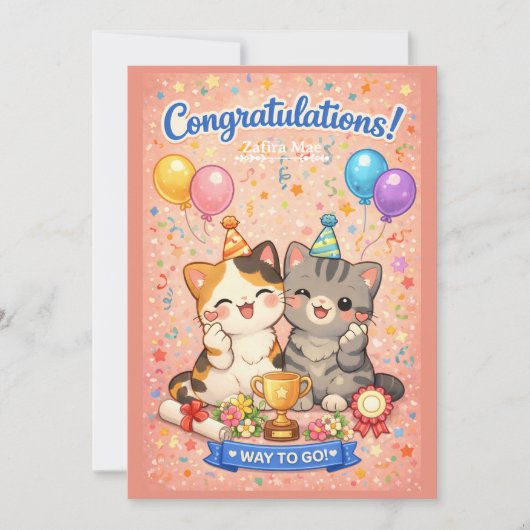 Carte de félicitations de chat mignon Kawaii Kit d (Devant)