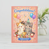 Carte de félicitations de chat mignon Kawaii Kit d (Debout devant)