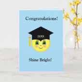 Carte de Félicitations de Diplôme avec Visage Joye (Fleur jaune)