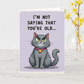 Carte de félicitations de feline grumpy d'annivers (Fleur jaune)