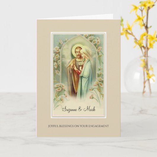 Carte de félicitations de fiançailles catholique a (Fleur jaune)