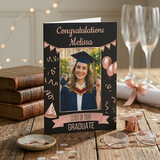 Carte de félicitations de fin d'études Rose Gold a