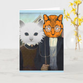 CARTE DE FÉLICITATIONS DE MARIAGE CHAT GOTHIC AMÉR (Fleur jaune)