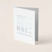 carte de félicitations de mariage en typographie. (Devant)