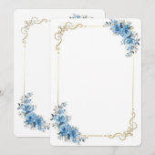 Carte de Félicitations de Mariage Florale Bleue | (Devant / Derrière)