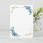 Carte de Félicitations de Mariage Florale Bleue | (Debout devant)