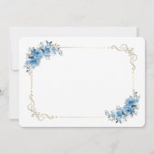 Carte de Félicitations de Mariage Florale Bleue | (Dos)