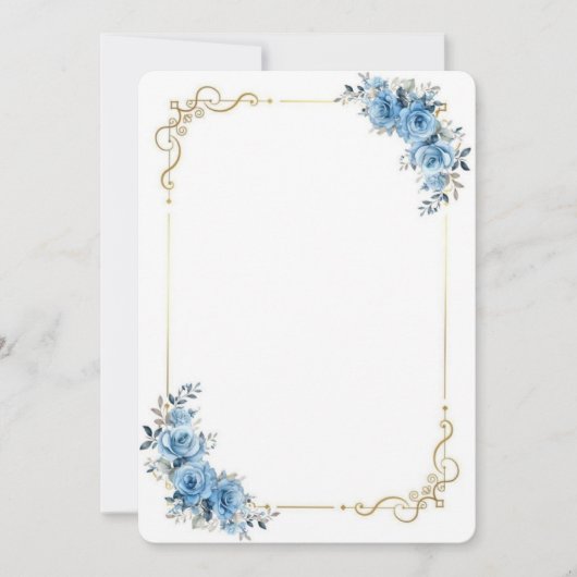 Carte de Félicitations de Mariage Florale Bleue | (Devant)