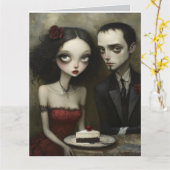 Carte de félicitations de mariage gothique bizarre (Fleur jaune)