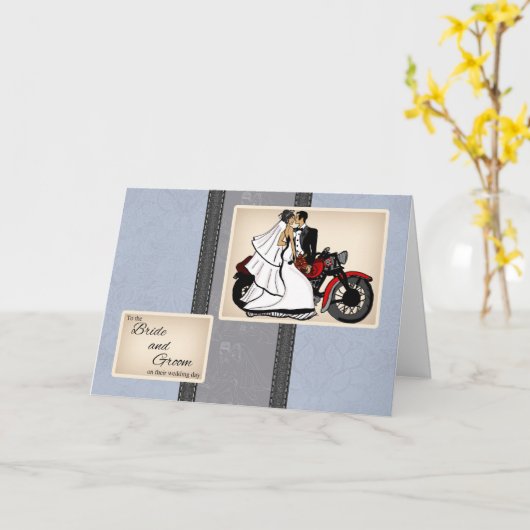 Carte de félicitations de mariage pour motard et m (Fleur jaune)