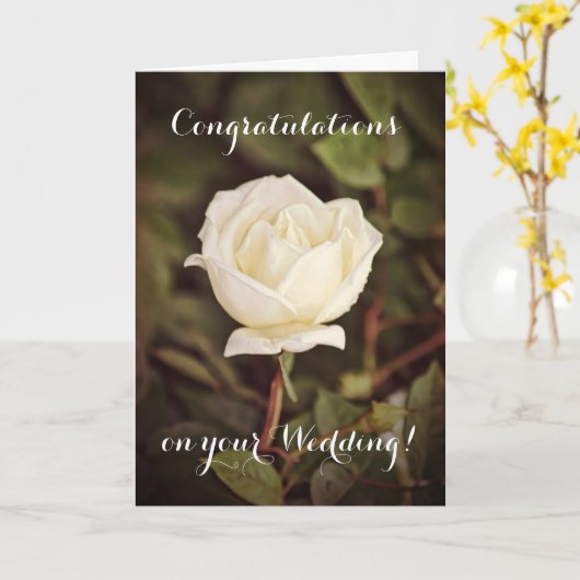 Carte de félicitations de mariage Rose Blanche (Fleur jaune)