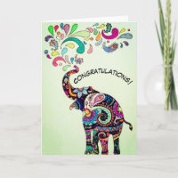 Carte de félicitations d'éléphant de mandala