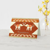 Carte de félicitations Eléphants blancs en amour (Fleur jaune)