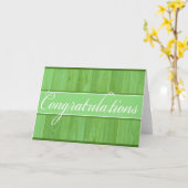 Carte de félicitations en bois vert rustique (Fleur jaune)