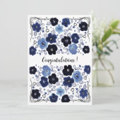 Carte de félicitations Fleurie Bleue (Debout devant)