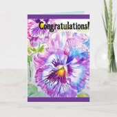 Carte de félicitations florale à fleurs de pensée (Devant)