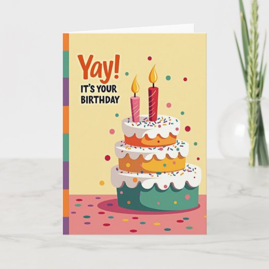 Carte de félicitations Gingham Celebration Cake (Devant)