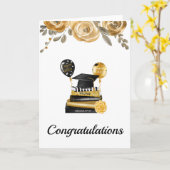 Carte de félicitations Gold Floral Graduation (Fleur jaune)