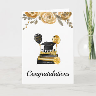 Carte de félicitations Gold Floral Graduation