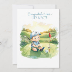 Carte de Félicitations Golf C'est un Garçon   Bébé