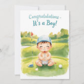 Carte de Félicitations Golf C'est un Garçon | Bébé (Devant)