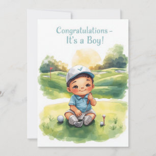 Carte de Félicitations Golf C'est un Garçon   Bébé