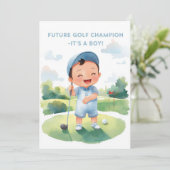 Carte de Félicitations Golf C'est un Garçon | Bébé (Debout devant)