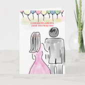 Carte de félicitations jour de mariage ballon colo (Devant)