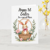 Carte de félicitations Lapin la plus douce (Fleur jaune)