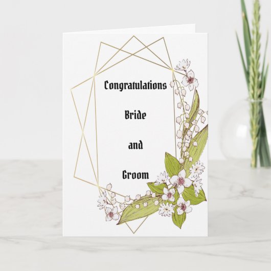 Carte de félicitations mariage avec fleurs (Devant)