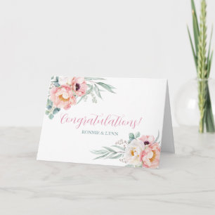 Carte de félicitations Mariage Eucalyptus Peonies