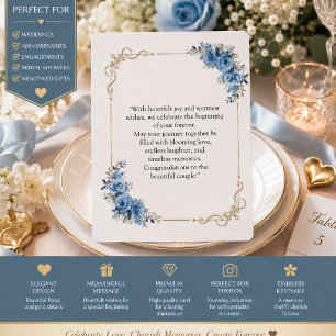 Carte de Félicitations Mariage Florale Bleue Élé