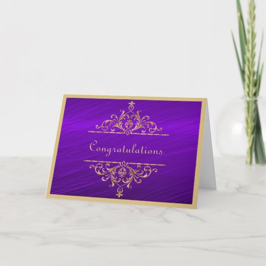 Carte de félicitations mariage Gold Purple (Devant)