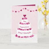 carte de félicitations mariage rose et violet (Fleur jaune)