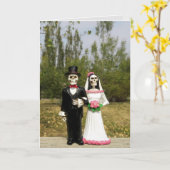 CARTE DE FÉLICITATIONS MARIAGES DE SKELETONS GOTHI (Fleur jaune)